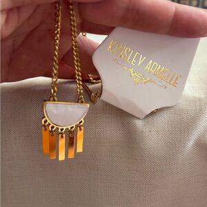 Kinsley Armelle Gold and Cream Necklace with Delicate Chain and Unique Pendant